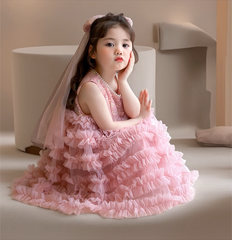 Đầm Váy Công Chúa Kim Sa Hồng Tặng Nơ Cài