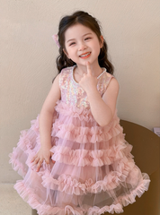 Đầm Váy Công Chúa Kim Sa Hồng Tặng Nơ Cài