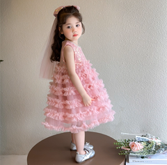 Đầm Váy Công Chúa Kim Sa Hồng Tặng Nơ Cài