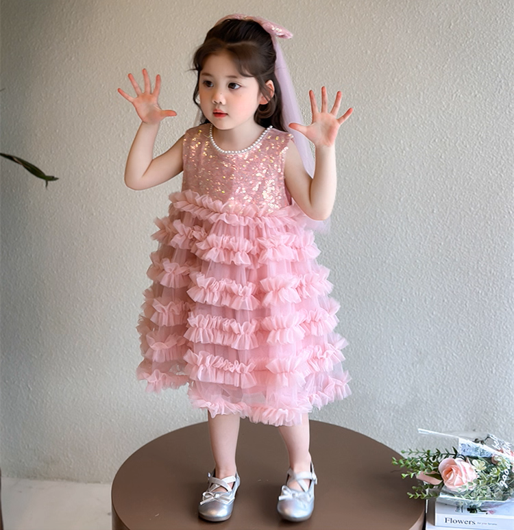 Đầm Váy Công Chúa Kim Sa Hồng Tặng Nơ Cài