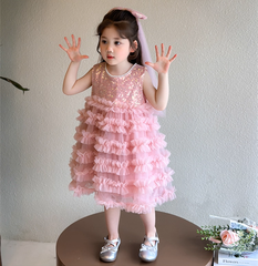 Đầm Váy Công Chúa Kim Sa Hồng Tặng Nơ Cài