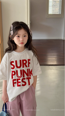 Set Bé Gái Áo Thun Trắng Phối Quần Hồng Form Suông Túi Hộp