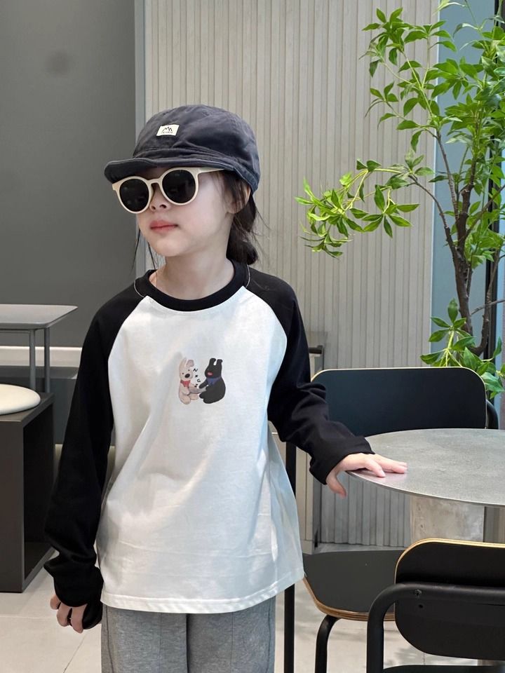 Set Áo Cotton Dài Tay Hình Cún Hai Mặt Phối Quần Nỉ Dài Màu Ghi