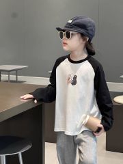 Set Áo Cotton Dài Tay Hình Cún Hai Mặt Phối Quần Nỉ Dài Màu Ghi