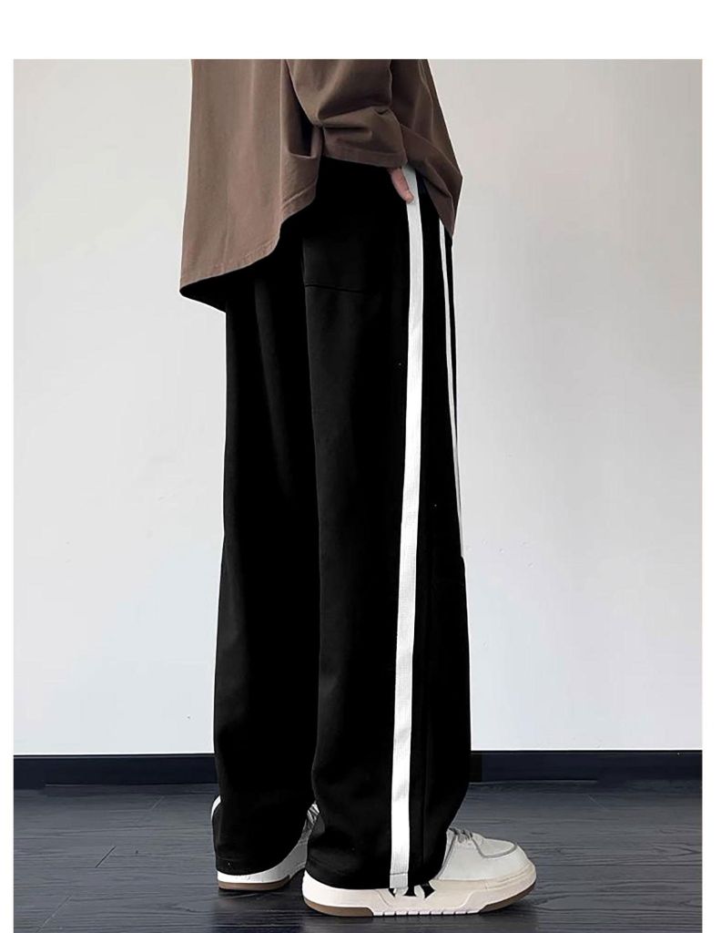 Quần Dài Nỉ Da Cá Size Đại From Rộng Suông Viền Sọc Cá Tính