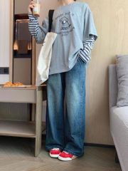 Quần Jean Dài Ống Suông Wash Màu Siêu Mềm