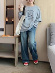 Quần Jean Dài Ống Suông Wash Màu Siêu Mềm