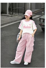 Set Áo Form Rộng Viền Sọc Đính Nơ Phối Quần Kaki Dài Túi Hộp Form Rộng Cá Tính