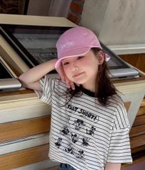 Set Áo Cotton Kẻ Ngang Hình Dễ Thương Quần Jean Dài Suông Giặt Mài