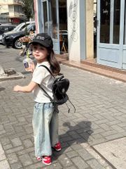 Set Áo Cotton Mèo Đáng Yêu Phối Quần Jean Dài Form Suông