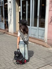 Set Áo Cotton Mèo Đáng Yêu Phối Quần Jean Dài Form Suông