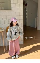 Set Áo Dài Tay Kẻ Sọc Hình Chú Cún Phối Quần Kaki Form Rộng