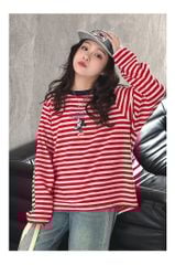 Set Áo Mickey Kẻ Đỏ Phối Quần Jean Giặt Mài Cao Cấp