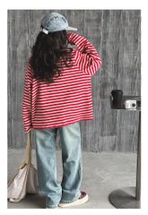 Set Áo Mickey Kẻ Đỏ Phối Quần Jean Giặt Mài Cao Cấp