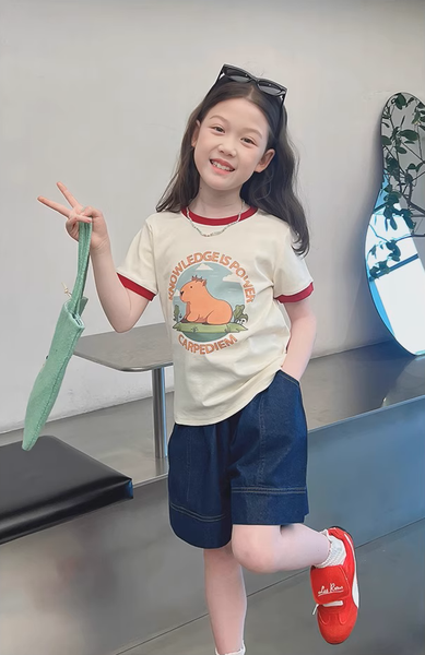 Set Áo Thun Capybara Mix Quần Short Jean