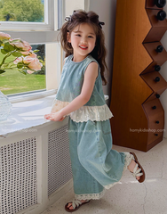 Set Jean Tiểu Giặt Mài Phối Ren Điệu Đà