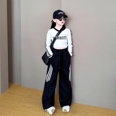 Set Nỉ 2 Da Áo Croptop Mix Quần Nỉ Suông Cá Tính