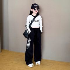 Set Nỉ 2 Da Áo Croptop Mix Quần Nỉ Suông Cá Tính