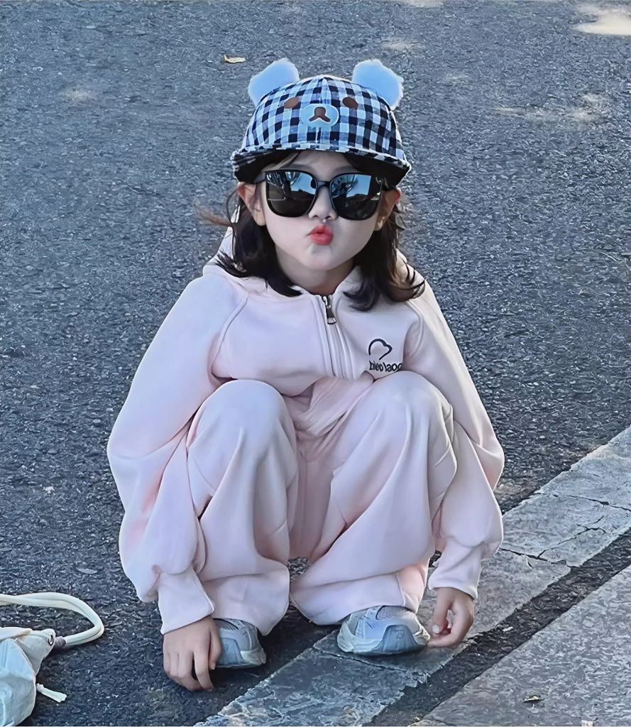 Set Nỉ 2 Da Hồng Có Mũ Form Rộng Dễ Thương