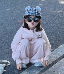 Set Nỉ 2 Da Hồng Có Mũ Form Rộng Dễ Thương