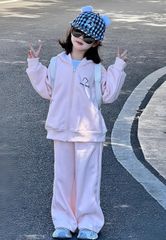 Set Nỉ 2 Da Hồng Có Mũ Form Rộng Dễ Thương