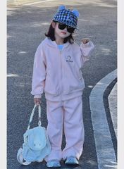 Set Nỉ 2 Da Hồng Có Mũ Form Rộng Dễ Thương