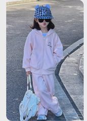 Set Nỉ 2 Da Hồng Có Mũ Form Rộng Dễ Thương