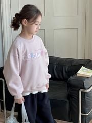 Set Nỉ Áo Hồng Pastel Phối Quần Nỉ Đen Sành Điệu