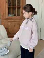 Set Nỉ Áo Hồng Pastel Phối Quần Nỉ Đen Sành Điệu