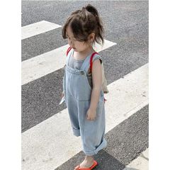 Set Yếm Jean Giặt Mài Phối Áo Cotton