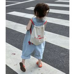 Set Yếm Jean Giặt Mài Phối Áo Cotton