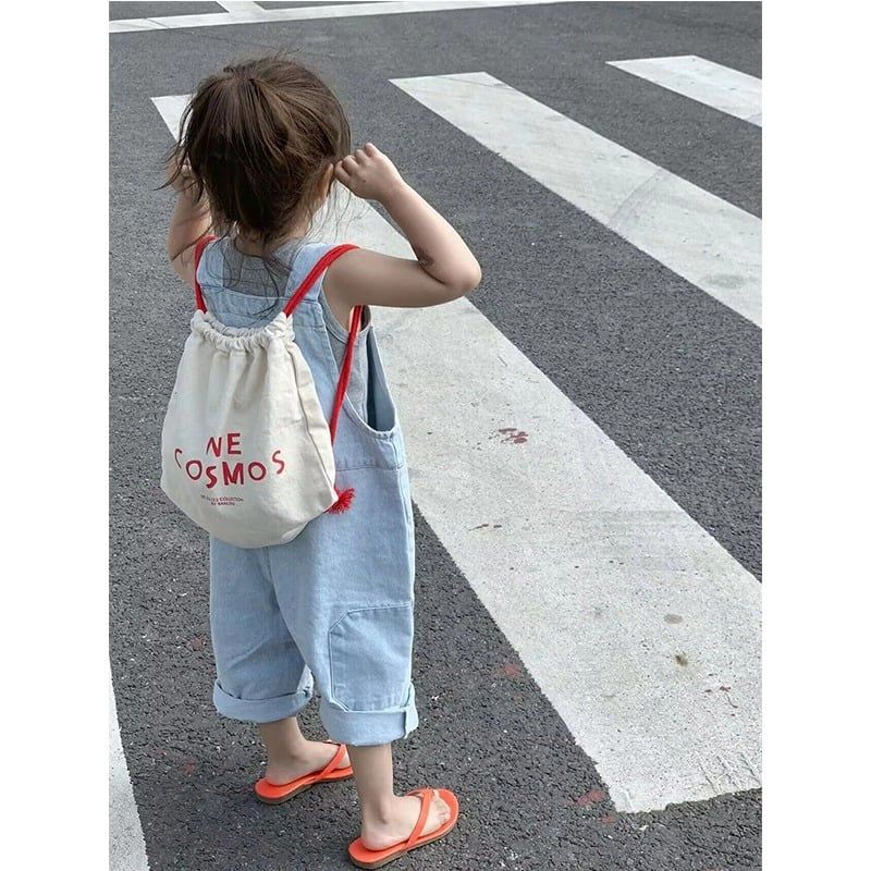 Set Yếm Jean Giặt Mài Phối Áo Cotton