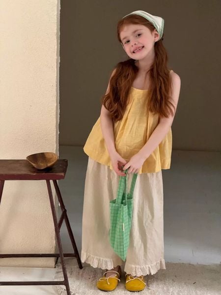 Set Áo Dây Vàng Mix Quần Kaki Phối Bèo