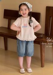 Set Áo Thun Phối Bèo Mix Quần Jean Lửng