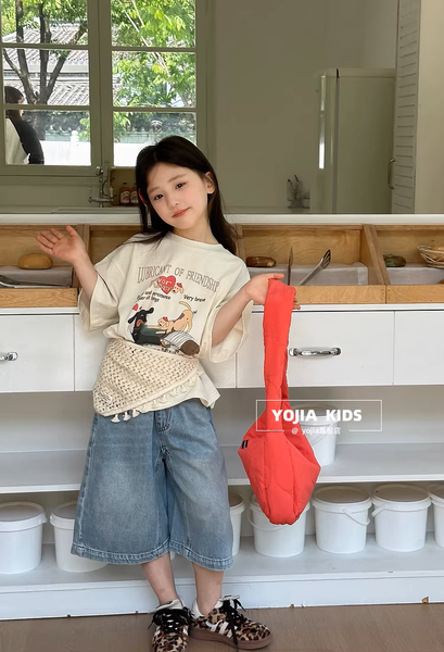 Set Áo In Hình Cún Phối Quần Jean Lỡ
