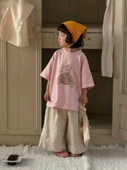 Set Bé Gái Áo Cotton In Hình Gấu Phối Quần Kaki