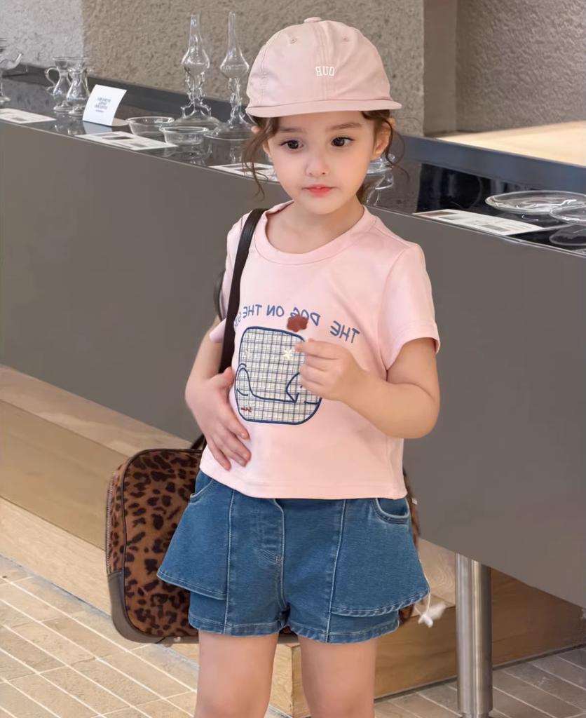 Set Bé Gái Áo Hồng Phối Quần Short Jean Kiểu
