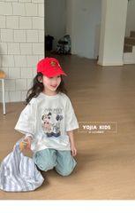 Set Áo Thun Cotton From Rộng In Hình Cún Phối Quần Jean Giặt Mài Mềm Mịn