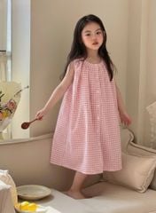 Váy Sát Nách Caro Hồng