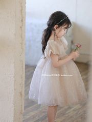 Váy Công Chúa Bling Bling Màu Be Lấp Lánh Bồng Bềnh