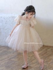 Váy Công Chúa Bling Bling Màu Be Lấp Lánh Bồng Bềnh