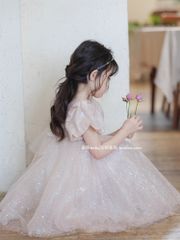 Váy Công Chúa Bling Bling Màu Be Lấp Lánh Bồng Bềnh