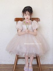 Váy Công Chúa Bling Bling Màu Be Lấp Lánh Bồng Bềnh