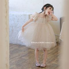 Váy Công Chúa Bling Bling Màu Be Lấp Lánh Bồng Bềnh