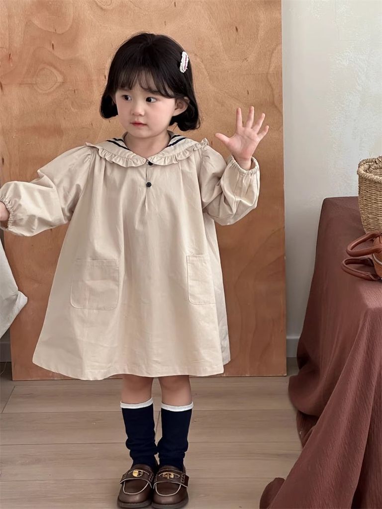 Váy Thủy Thủ Màu Be Dáng Suông Siêu Xinh