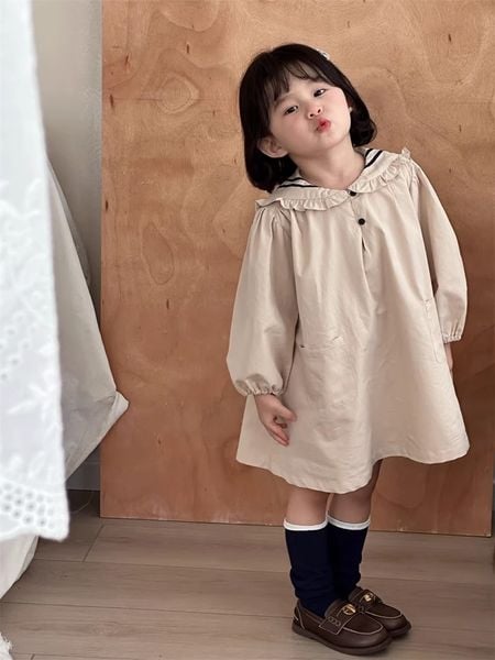 Váy Thủy Thủ Màu Be Dáng Suông Siêu Xinh