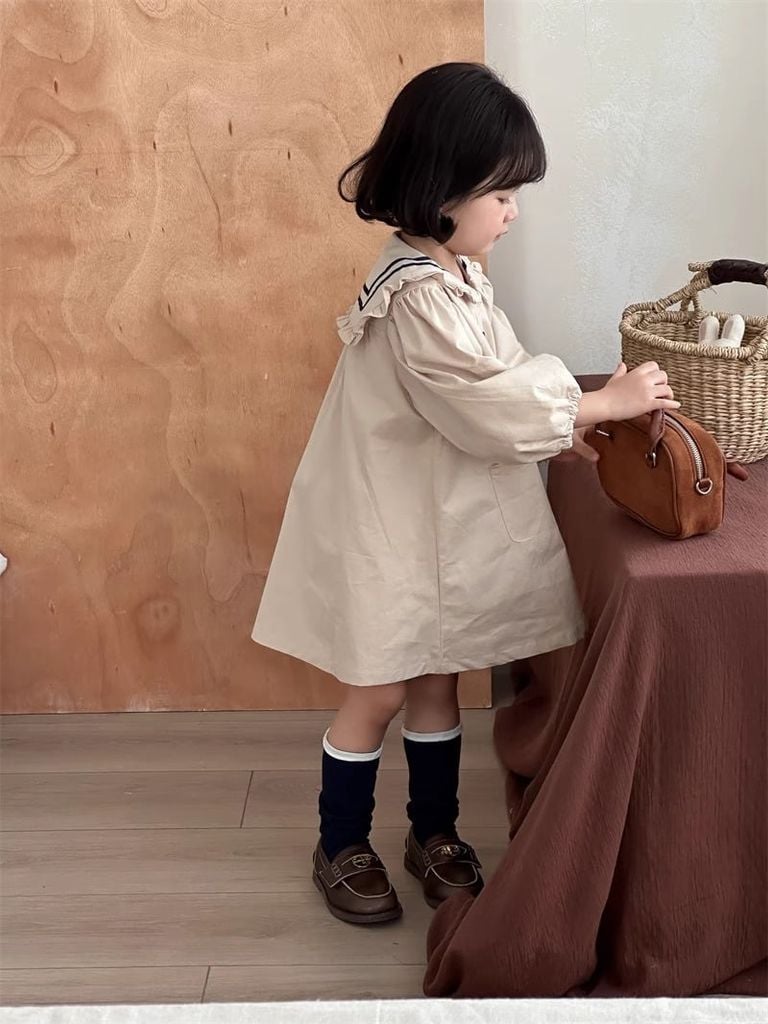 Váy Thủy Thủ Màu Be Dáng Suông Siêu Xinh