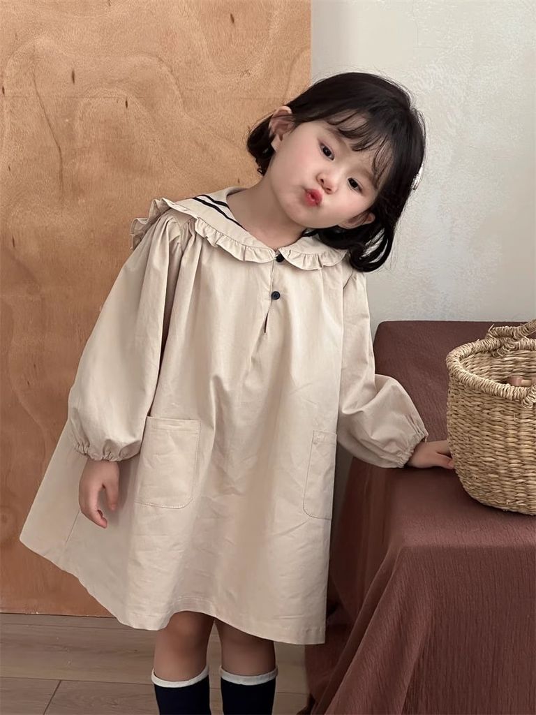 Váy Thủy Thủ Màu Be Dáng Suông Siêu Xinh