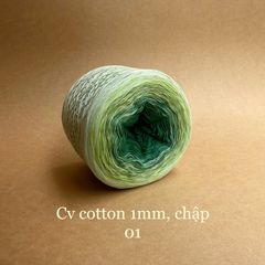 Cầu vồng cotton 1mm, tone màu loang Ombre, sợi chập đan móc áo, váy, khăn