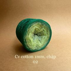 Cầu vồng cotton 1mm, tone màu loang Ombre, sợi chập đan móc áo, váy, khăn